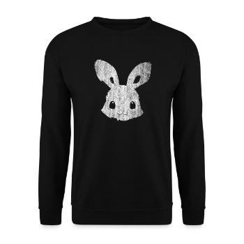 Lapin rétro au look usé - Sweat-shirt Unisexe - noir - Devant - Alina (178cm) & Michal (187cm)