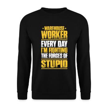 Fachkraft für Lagerlogistik Lagerarbeiter Lager - Unisex Pullover - Schwarz - Vorne - Alina (178cm) & Michal (187cm)