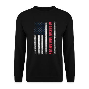 Alaskan Malamute Hund - Unisex Pullover - Schwarz - Vorne - Alina (178cm) & Michal (187cm)