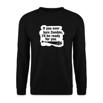 Zombie Zombieapokalypse Horror Baseballschläger - Unisex Pullover - Schwarz - Vorne - Alina (178cm) & Michal (187cm)