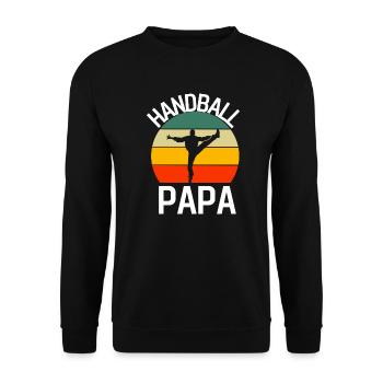 Handballspieler Papa Handballer Vater Handball - Unisex Pullover - Schwarz - Vorne - Alina (178cm) & Michal (187cm)