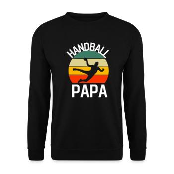 Handballspieler Papa Vatertag Geschenk Handball - Unisex Pullover - Schwarz - Vorne - Alina (178cm) & Michal (187cm)
