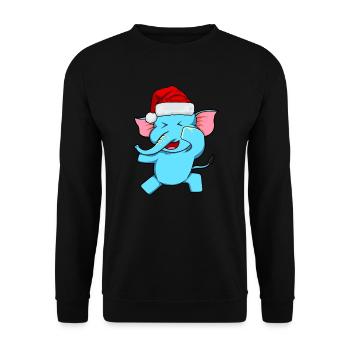 Zoo Animal Gift Dabbing Santa Claus Elephant - Unisex Sweatshirt - black - Front - Alina (178cm) & Michal (187cm)