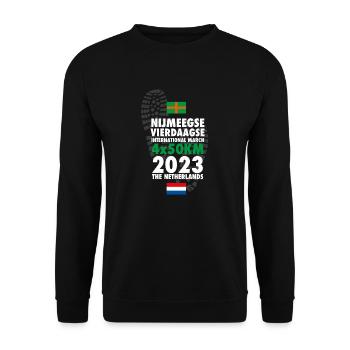 2023 Nimwegen Viertagemärsche 4 x 50 km - Unisex Pullover - Schwarz - Vorne - Alina (178cm) & Michal (187cm)