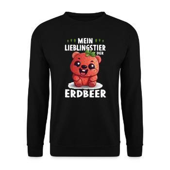 Lustige Sprüche Erdbeere Früchte - Unisex Pullover - Schwarz - Vorne - Alina (178cm) & Michal (187cm)