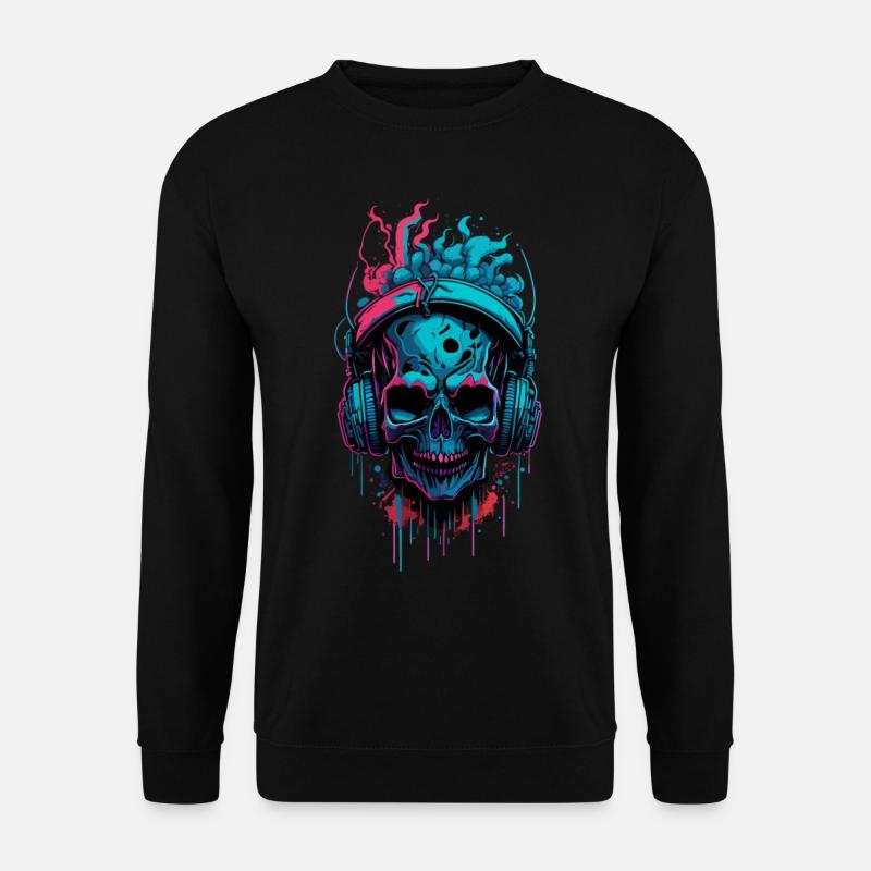 Graffiti Headphone Skull - Unisex Pullover - Schwarz