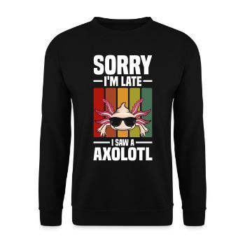 Axolotl Haustier | Tiere Schwanzlurch Geschenkidee - Unisex Pullover - Schwarz - Vorne - Alina (178cm) & Michal (187cm)