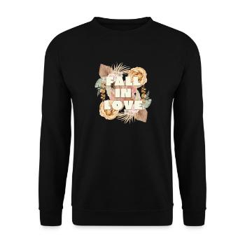 FALL IN LOVE - Romantisches Vintage Design - Unisex Pullover - Schwarz - Vorne - Alina (178cm) & Michal (187cm)