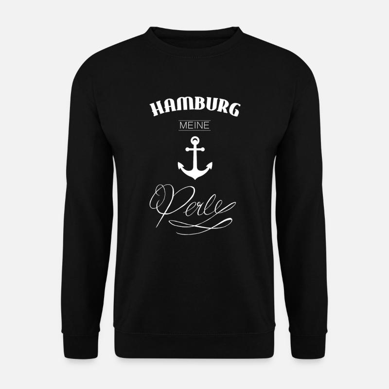 Hamburg-Perle weiß Anker Geschenk Hamburg Kietz - Unisex Pullover - Schwarz