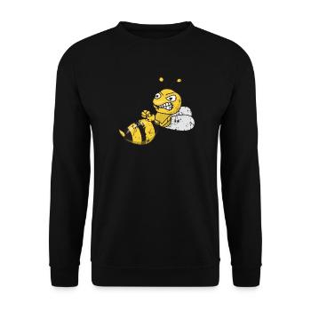 Retro Vintage Grunge Style Hornisse Wespe Bienen - Unisex Pullover - Schwarz - Vorne - Alina (178cm) & Michal (187cm)