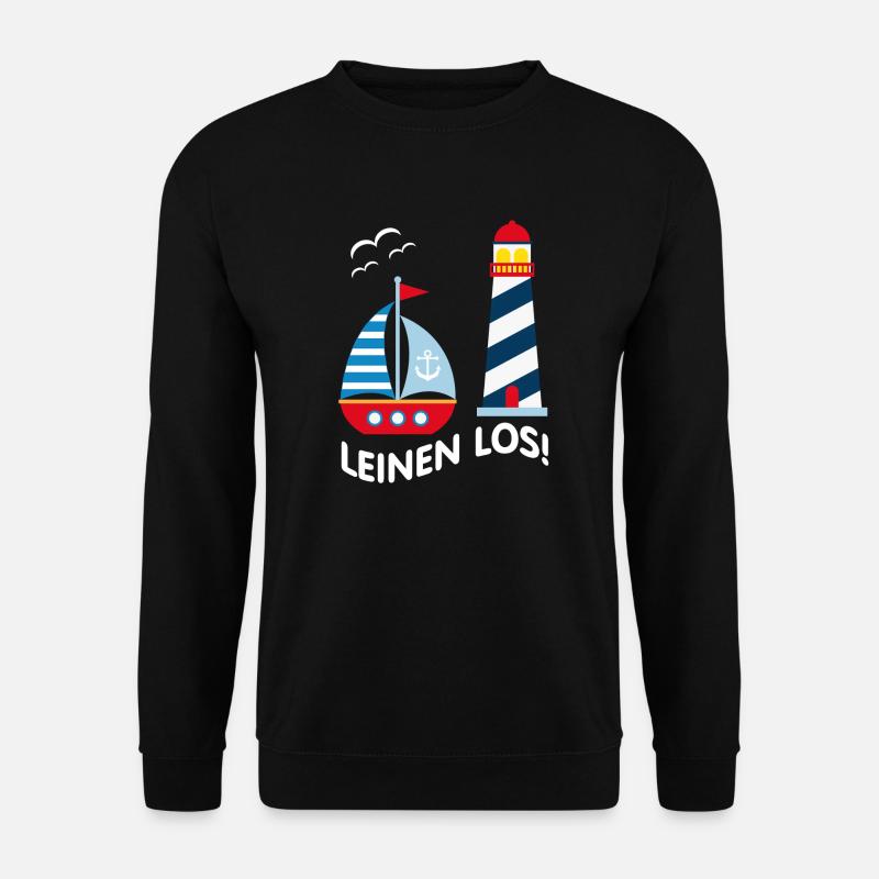 Leinen Los - Leuchtturm, Segelboot und Möwen - Unisex Pullover - Schwarz