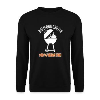 Charcoal Grill-100% Vegan Free-BBQ - Unisex Sweatshirt - black - Front - Alina (178cm) & Michal (187cm)