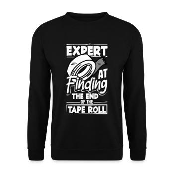 Expert at Finding the End of the Tape Roll Funny - Unisex Pullover - Schwarz - Vorne - Alina (178cm) & Michal (187cm)