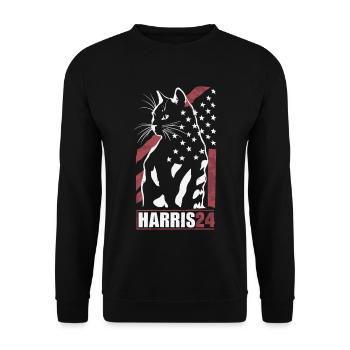 Kamala Harris 24 Cat Lady Supporter - Unisex Pullover - Schwarz - Vorne - Alina (178cm) & Michal (187cm)