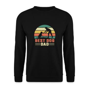 Vintage Best Dog Dad - Unisex Pullover - Schwarz - Vorne - Alina (178cm) & Michal (187cm)