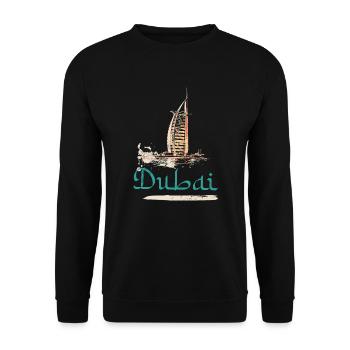Illustration Burj Al-Arab Hotel, Ikone von Dubai - Unisex Pullover - Schwarz - Vorne - Alina (178cm) & Michal (187cm)