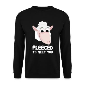 Sheep Saying Funny Fleeced To Meet You - Unisex Sweatshirt - black - Front - Alina (178cm) & Michal (187cm)