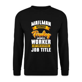 Briefträger Paket Arbeit - Unisex Pullover - Schwarz - Vorne - Alina (178cm) & Michal (187cm)