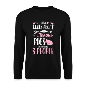 Teacup Schweinchen Ringelschwanz Ferkel Niedlich - Unisex Pullover - Schwarz - Vorne - Alina (178cm) & Michal (187cm)