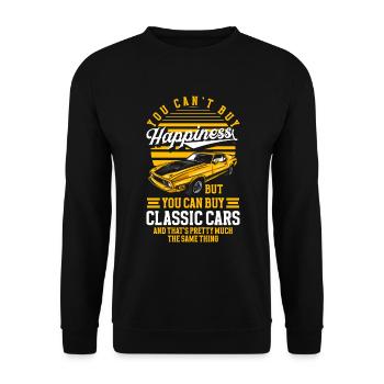 Automobil Retro Car Mechatroniker Sportwagen - Unisex Pullover - Schwarz - Vorne - Alina (178cm) & Michal (187cm)