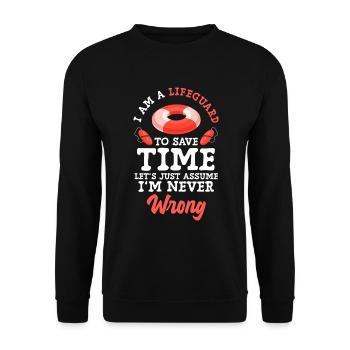Rettungsschwimmer Schwimmer Strand Schwimmlehrer - Unisex Pullover - Schwarz - Vorne - Alina (178cm) & Michal (187cm)