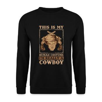Das ist mein Kostüm eigentlich bin ich ein Cowboy - Unisex Pullover - Schwarz - Vorne - Alina (178cm) & Michal (187cm)