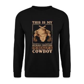Cowboy Hut Pistole Texas Geschenk Lustiges Cowboy - Unisex Pullover - Schwarz - Vorne - Alina (178cm) & Michal (187cm)