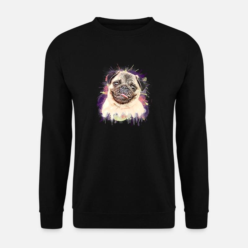 Mops Zeichnung - Unisex Pullover - Schwarz