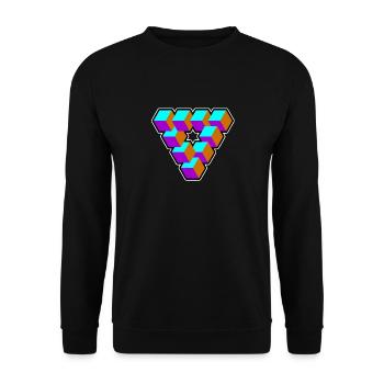 Geometrie - Dreieck - Illusion - Goa - Geschenk - Unisex Pullover - Schwarz - Vorne - Alina (178cm) & Michal (187cm)