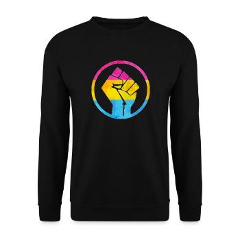 Fist Flag raus Pansexuell - Unisex Pullover - Schwarz - Vorne - Alina (178cm) & Michal (187cm)