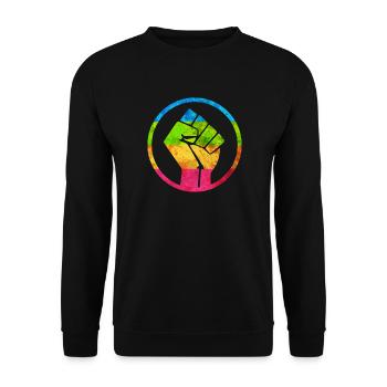 Fist Flag out Panromantic - Unisex Pullover - Schwarz - Vorne - Alina (178cm) & Michal (187cm)