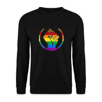 Flagge für Philadelphias People of Color - Unisex Pullover - Schwarz - Vorne - Alina (178cm) & Michal (187cm)