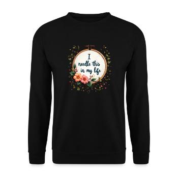 J’aiguille cela dans ma vie - Embroidery Art - Sweat-shirt Unisexe - noir - Devant - Alina (178cm) & Michal (187cm)
