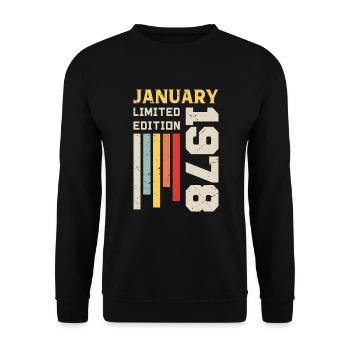 January 1978 - January 1978 Birthday Gift - Unisex Sweatshirt - black - Front - Alina (178cm) & Michal (187cm)