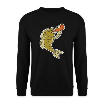 Angeln Bier Hobby Trinken Fisch Geburtstag Geschenk - Unisex Pullover - Schwarz - Vorne - Alina (178cm) & Michal (187cm)