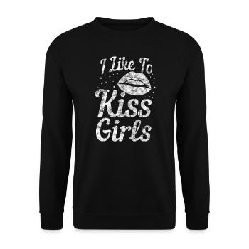 LGBT Gay Pride Lesbian I Like To Kiss Girls - Unisex Sweatshirt - black - Front - Alina (178cm) & Michal (187cm)
