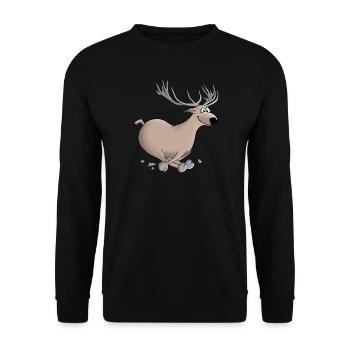 Hirsch - Hirsch - Hirsch - Unisex Pullover - Schwarz - Vorne - Alina (178cm) & Michal (187cm)