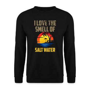 Sommer Sonnenuntergang Ich liebe den Geruch von Strand - Unisex Pullover - Schwarz - Vorne - Alina (178cm) & Michal (187cm)