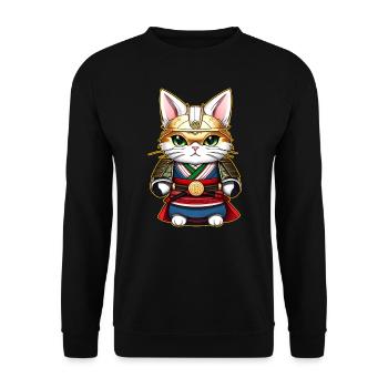 Cute samurai cat - Unisex Sweatshirt - black - Front - Alina (178cm) & Michal (187cm)