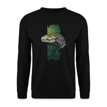 Rasante Verfolgung: Velociraptor in Bewegung - Unisex Pullover - Schwarz - Vorne - Alina (178cm) & Michal (187cm)