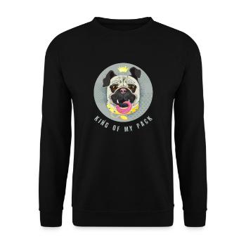 King of my pack- Pug - Unisex Sweatshirt - black - Front - Alina (178cm) & Michal (187cm)