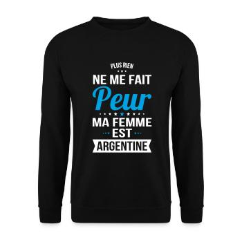 Rien ne me fait peur ma femme est Argentine - Sweat-shirt Unisexe - noir - Devant - Alina (178cm) & Michal (187cm)