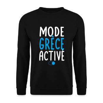 Mode Grèce Activé - Idée Cadeau - Sweat-shirt Unisexe - noir - Devant - Alina (178cm) & Michal (187cm)