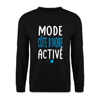 Mode Côte d'Ivoire Activé - Idée Cadeau - Sweat-shirt Unisexe - noir - Devant - Alina (178cm) & Michal (187cm)