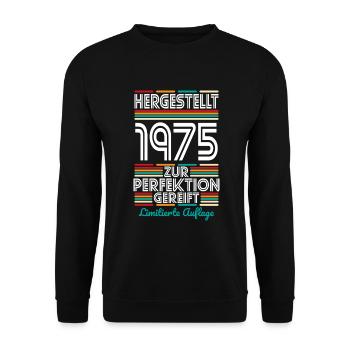 50e anniversaire - Fabriqué en 1975 - Sweat-shirt Unisexe - noir - Devant - Alina (178cm) & Michal (187cm)