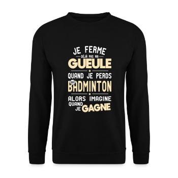 Ich halte meinen Mund nicht, wenn ich Badminton verliere - Unisex Pullover - Schwarz - Vorne - Alina (178cm) & Michal (187cm)