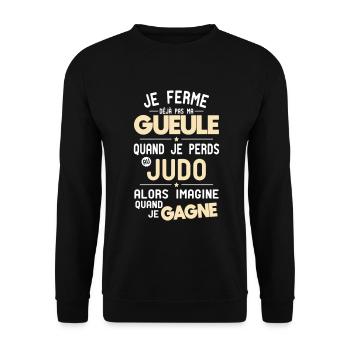 I don't shut my mouth when I lose in judo - Unisex Sweatshirt - black - Front - Alina (178cm) & Michal (187cm)