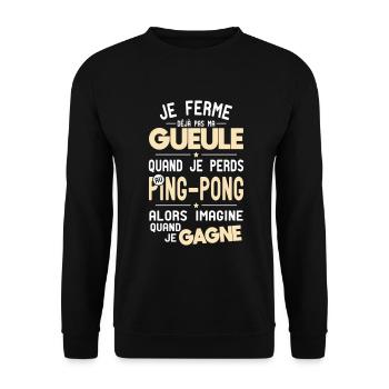 Ich halte nicht den Mund, wenn ich beim Tischtennis verliere - Unisex Pullover - Schwarz - Vorne - Alina (178cm) & Michal (187cm)