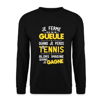Ich halte nicht den Mund, wenn ich im Tennis verliere - Unisex Pullover - Schwarz - Vorne - Alina (178cm) & Michal (187cm)