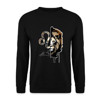 Signe du zodiaque Lion chat nature sauvage - Sweat-shirt Unisexe - noir - Devant - Alina (178cm) & Michal (187cm)